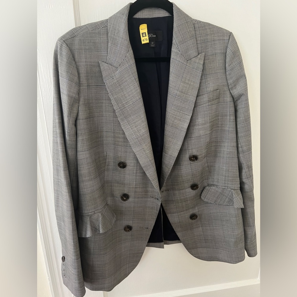 JCrew Size 12 Plaid Ruffle Blazer